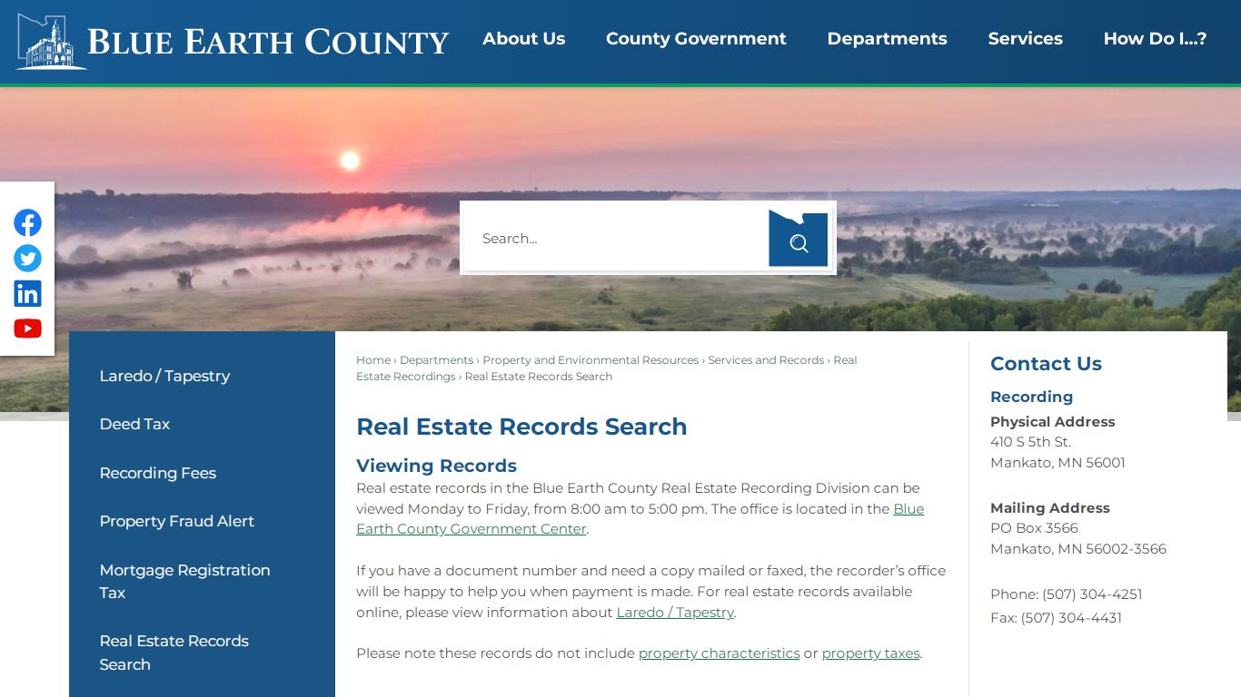 Real Estate Records Search | Blue Earth County, MN ...